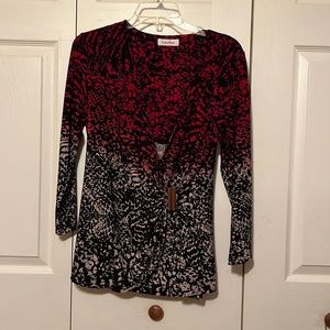 Beautiful red, white and black blouse. Size M